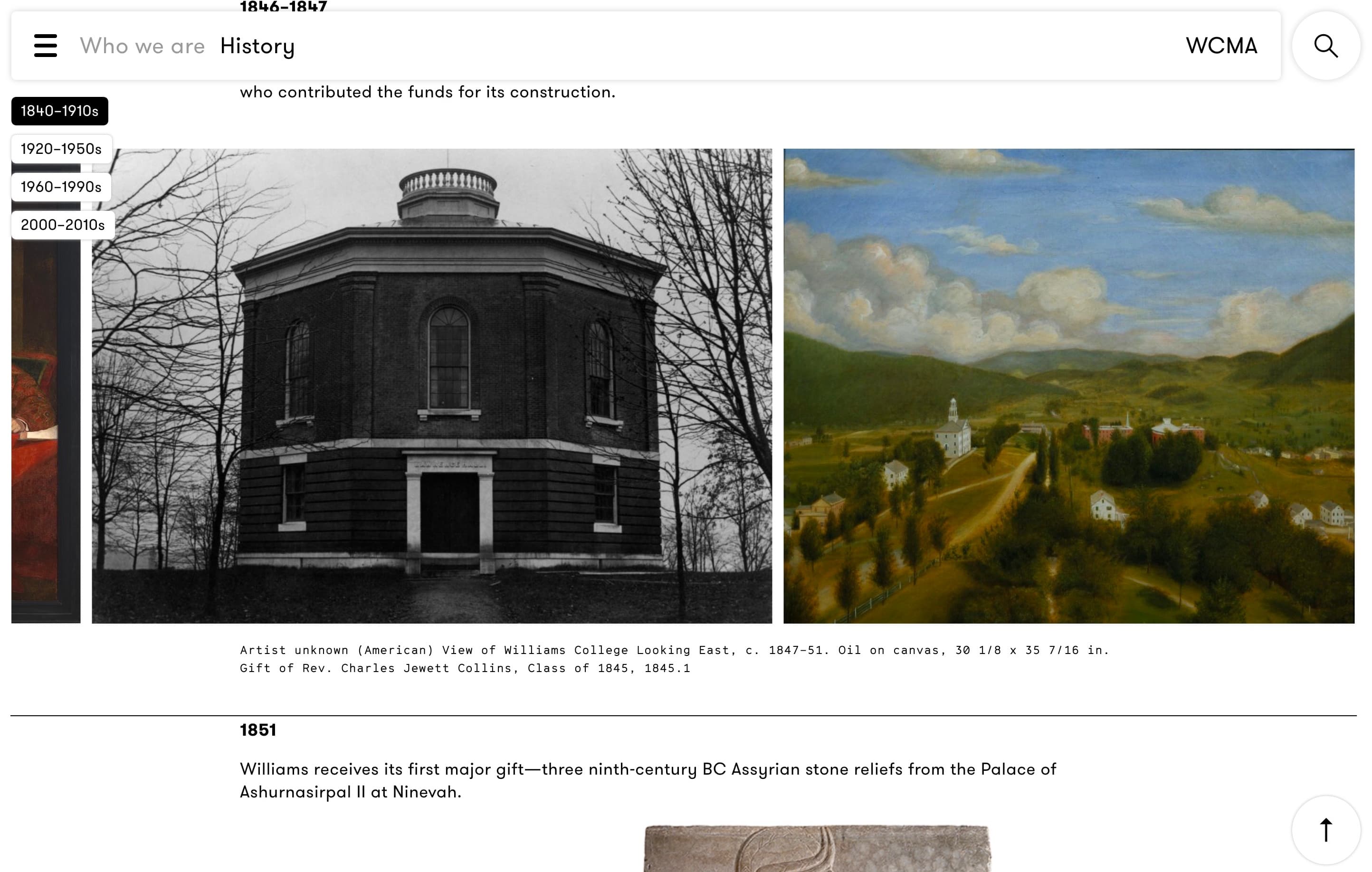 Screenshot of wcma.williams.edu — Search
