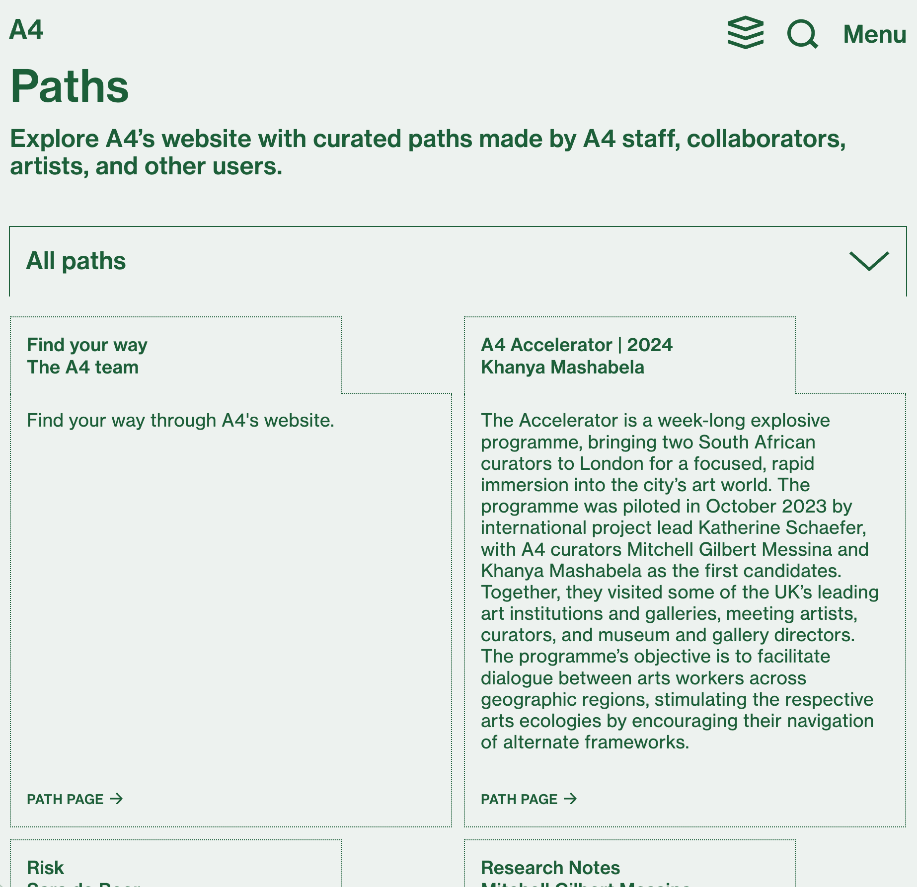 Paths index page