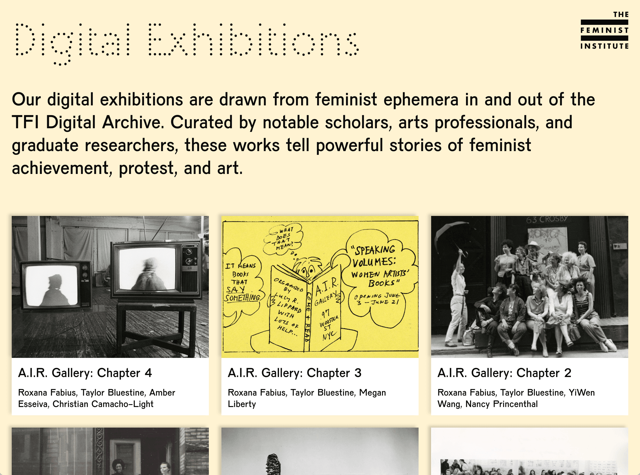 Digital Exhibitions landing page