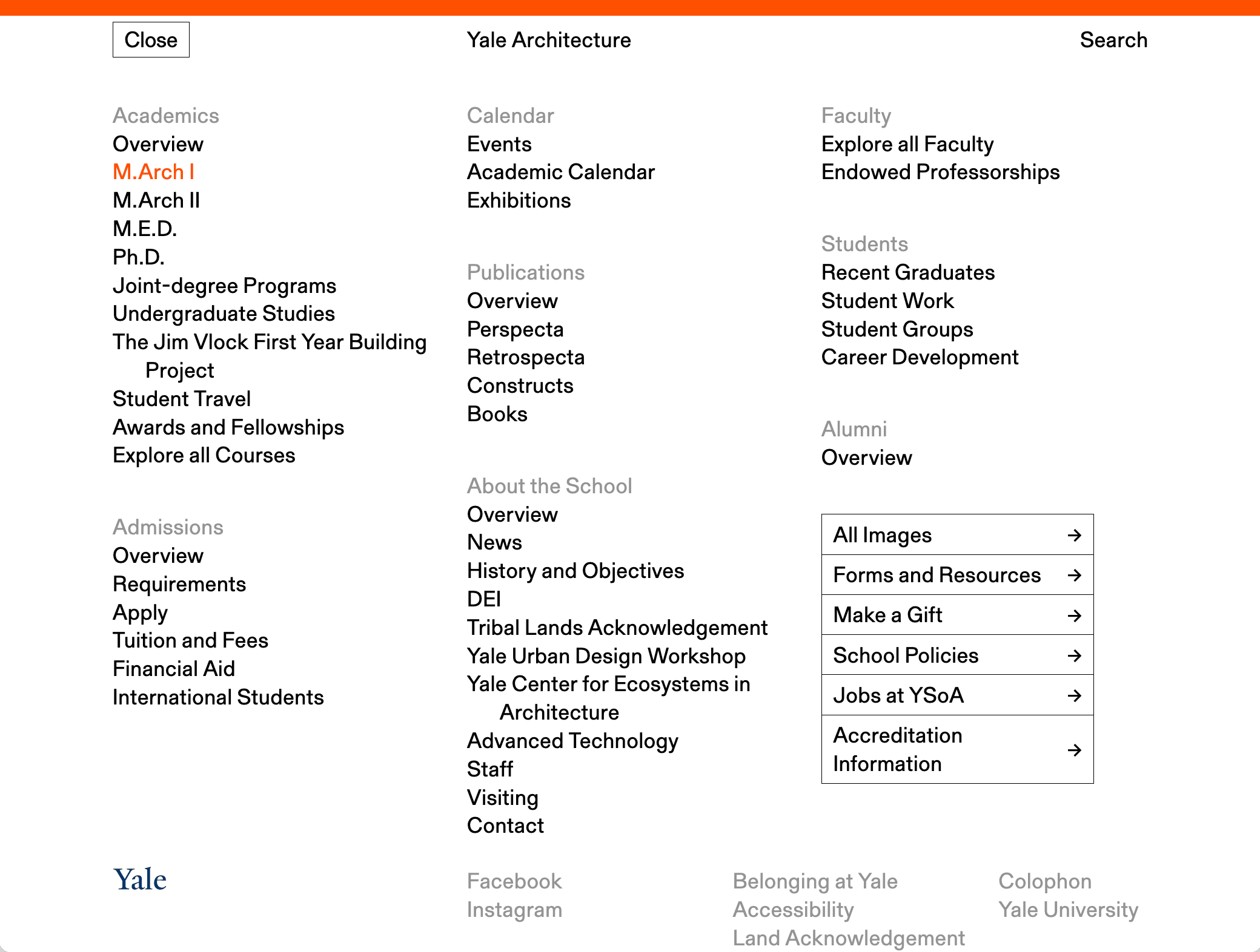 Screenshot of the website's "mega-menu" open on desktop