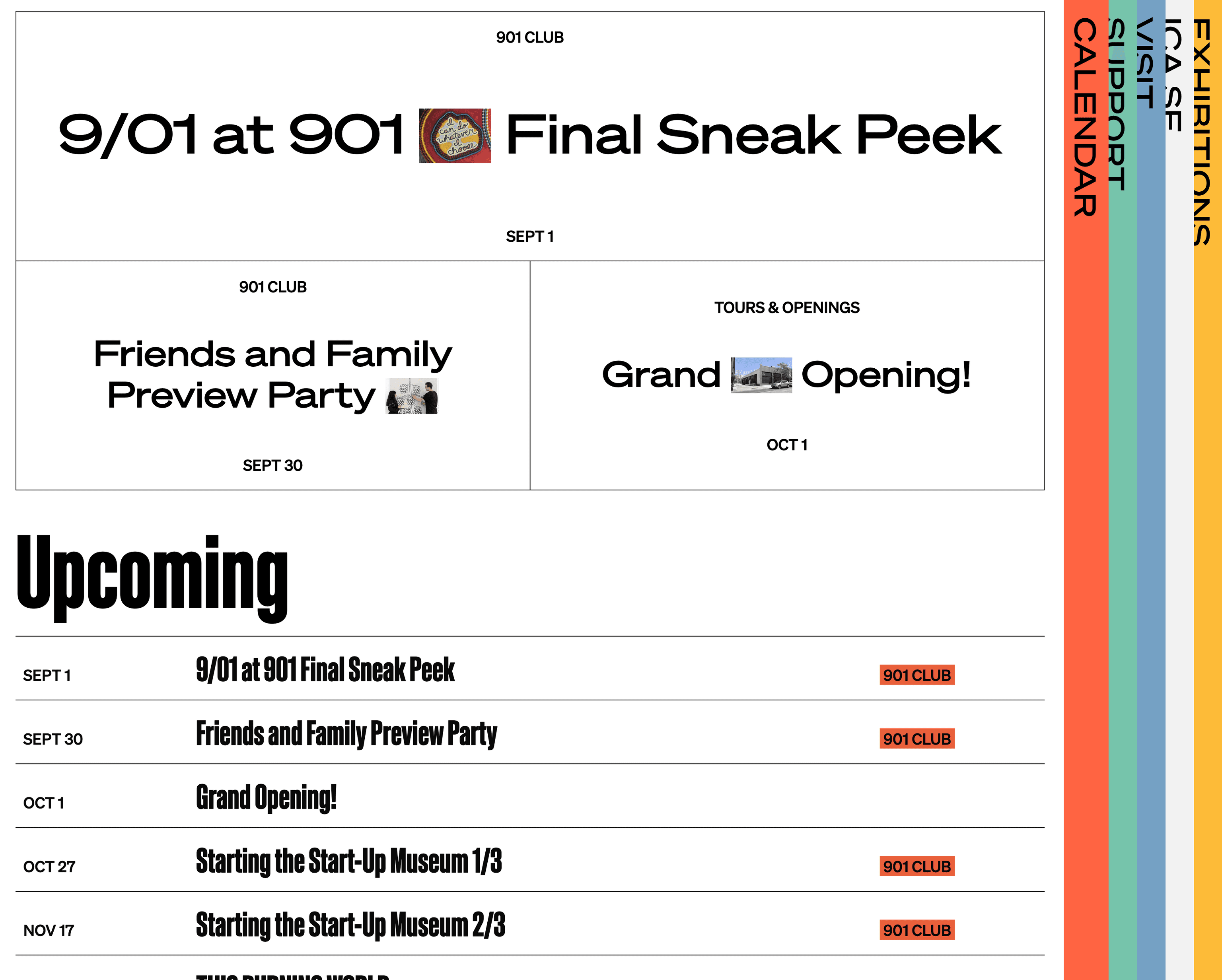 calendar page on the icasf website