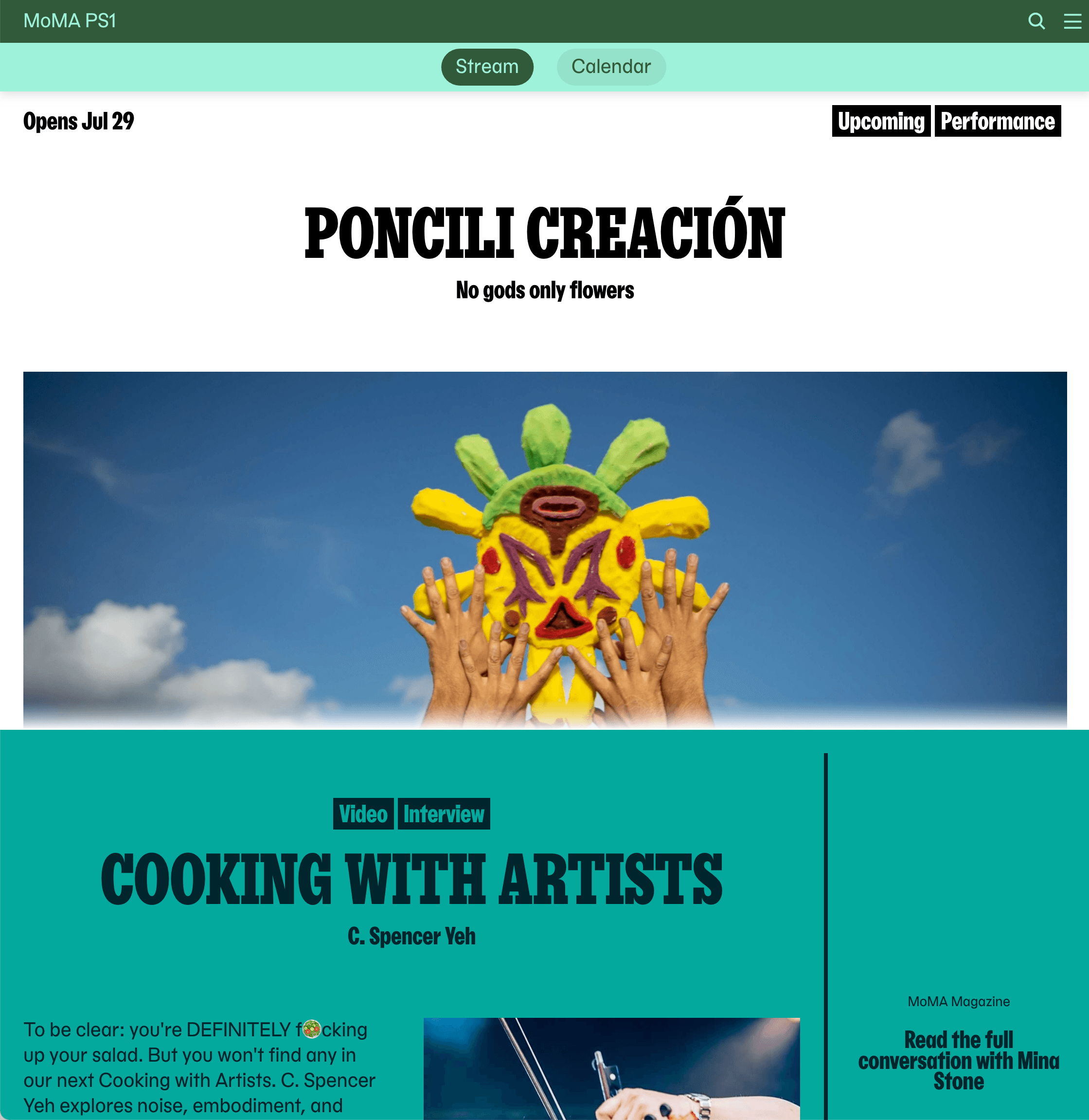 MoMA PS1 homepage—Poncili Creacion